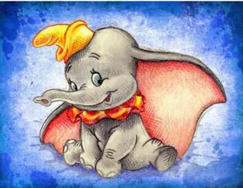 

Div 5D Dumbo Elephant Blue Kids Party Full Diamond Painting cross stitch kits art High Quality Cartoon 3D paint by diamonds