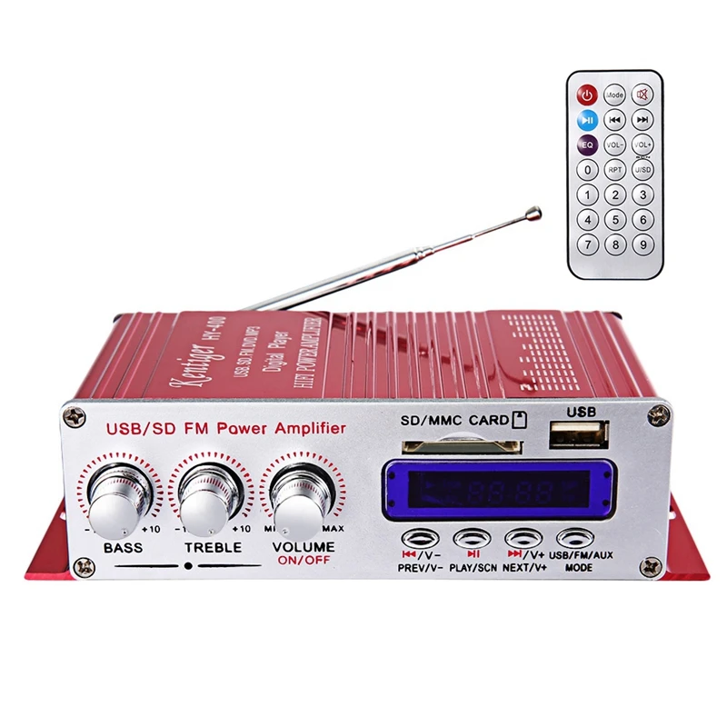 Kentiger Hy-400 Hi-Fi усилитель мощности стереозвука радио Mp3 Динамик с fm LCD Дисплей Мощность плеер для Авто Мото дистанционного Управление