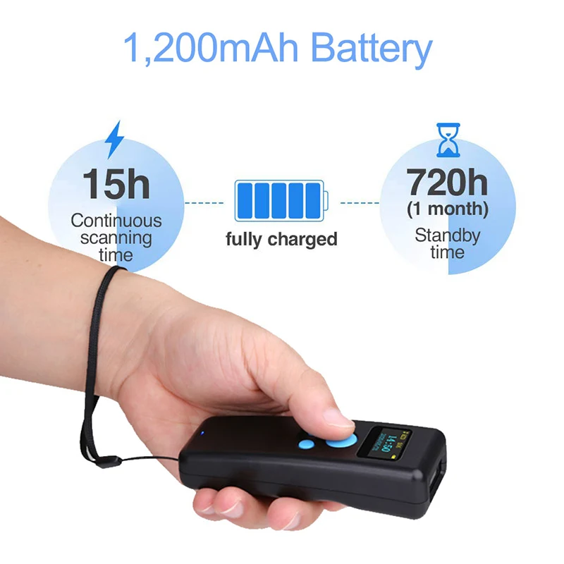 M8 Mini Barcode Scanner Bluetooth Portable QR Code Reader 1D 2D PDF417 2.4G Wireless Scanner For Supermarket Express Delivery