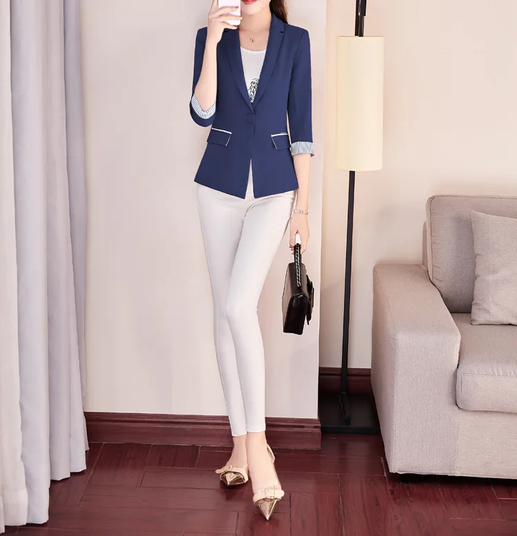 Офисный официальный для женщин модные женские блейзеры и куртки зубчатый тонкий Однотонный женский пиджак длинный рукав блейзер Feminino