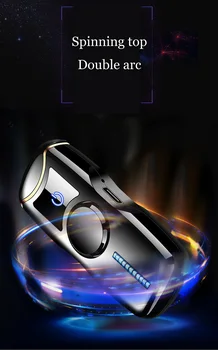 

New product light change word fingertip gyro charging double arc lighter usb cigarette lighter trendy cool