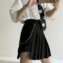 Новая Асимметричная однотонная плиссированная юбка с высокой талией, короткие женские летние юбки-брюки