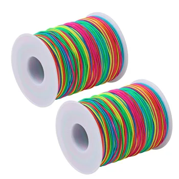 

2 Rolls Colorful Elastic Cord 1mm Beading Thread Stretch String DIY Craft Cord Jewelry Making Material (100m/Roll)