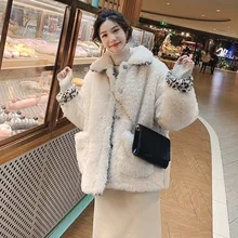 Женское пальто из искусственного меха, повседневное меховое плотное теплое длинное пальто из искусственного меха норки, свободное зимнее пальто для женщин, розовое меховое плюшевое пальто