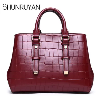 

SHUNRUYAN Lady Genuine Leather Handbag New Alligator Totes bag Women Luxury Shoulder Bags Designer Handbags High Quality Tote