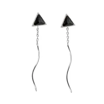 

Ice River S925 Sterling Silver Earring Women Charm Triangle Black Earrings Wire Dangle Fashion Jewelry Birthday Gifts 1 Pair