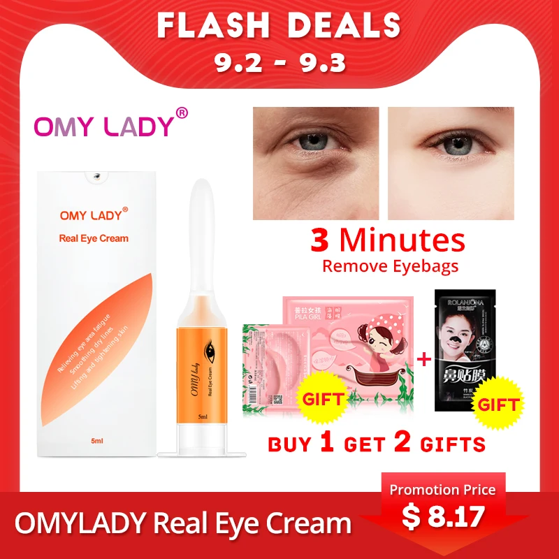 OMYLADY EyeCream Instant Remove Eyebags Firming Eye Anti Puffiness Dark Circles Under Eye Anti Wrinkle Anti Age Eye Care