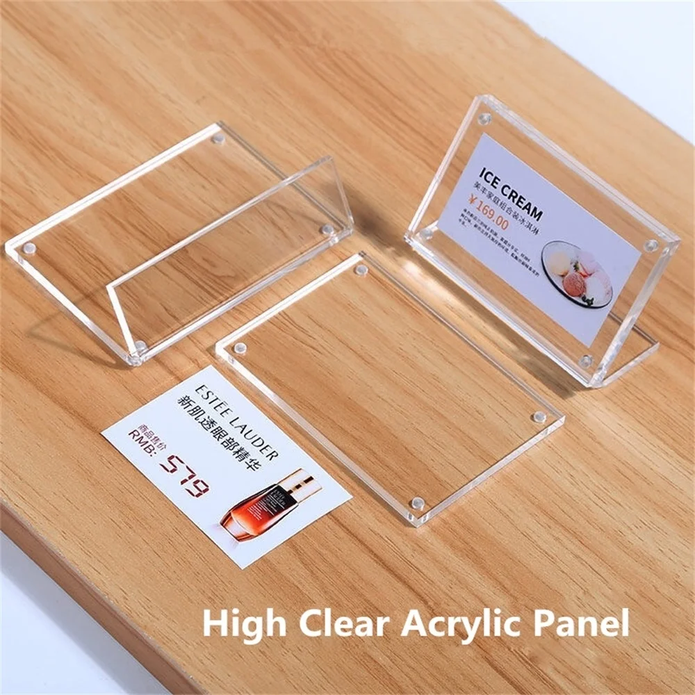 105x70mm Slant Back Magnetic Clear Table Acrylic Menu Sign Holder Picture Photo Frames, Flyer Document Paper Display Stand 50x40mm wood mini slant sign holder display stand photo picture frame table acrylic clear price label card holder tags