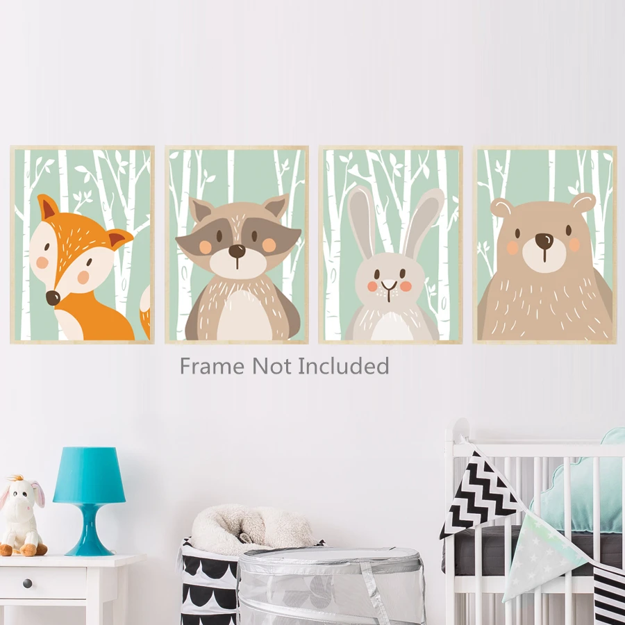 Forest-Cute-Animals-Canvas-Painting-Art-Print-Poster-For-Nursery-Wall-Picture-Kids-Baby-Room-Home (1)