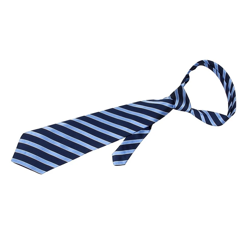 Мужской белый синий косой полосатый регулируемый галстук