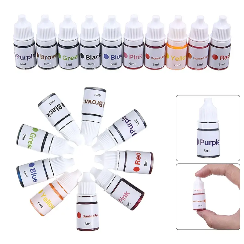 Kit de herramientas para hacer jabón, 10 unidades de pigmento líquido artesanal, colorante, bomba de baño hecha a mano, 6ml/botella