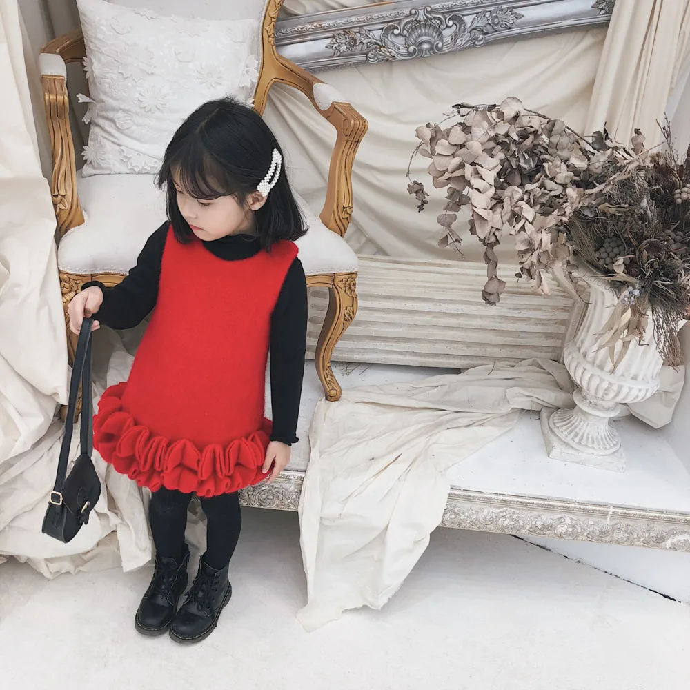 Г. Новое поступление, Осенний Модный комплект принцессы из 2 предметов для девочек детское теплое платье с лепестками, костюм, пальто+ платье-жилет Рождественская одежда