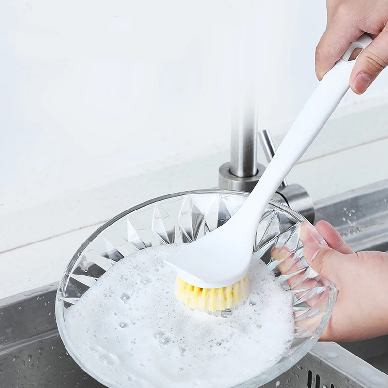 Eyliden Pan Pot Dish Sink Brush Kitchen Scrub Brush with Scraper Tip  Comfortable Grip Odourless Bristles for Pot Pan Casts Clean