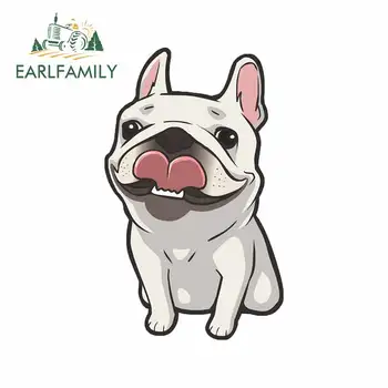 

EARLFAMILY 13cm x 8cm for French Bulldog Cute Windshield Refrigerator Trunk Decal Occlusion Scratch Waterproof Anime Car Sticker