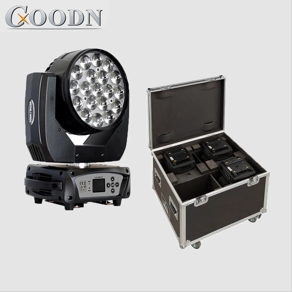 F светильник чехол 4в1 для led zoom wash moving head светильник 19x15 Вт dmx moving head луч точечная стирка
