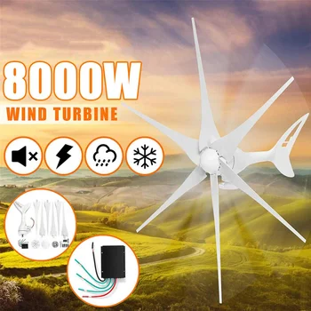 

8000W 3/6 Blade Wind Turbines Horizontal Wind Generator 12/24 Volt Power Automatically adjust windward direction tail+Controller