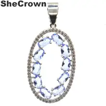 37x18 мм Роскошные фиолетовые Танзанит белые CZ женские вечерние серебряные подвески в подарок