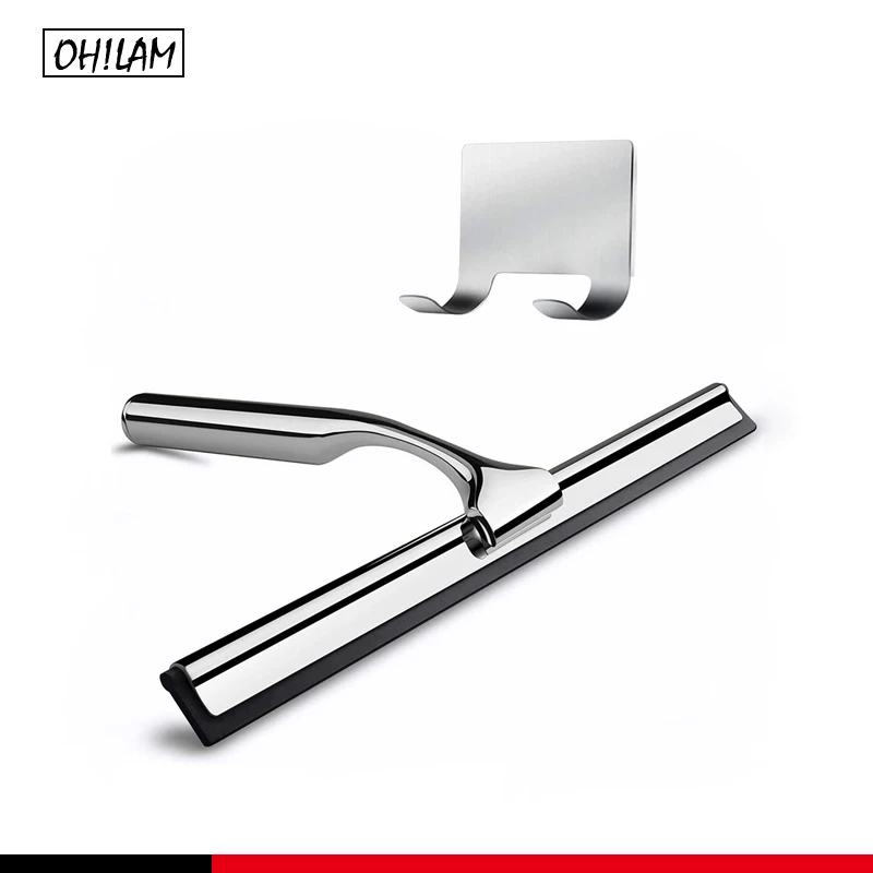 

Shower Squeegee Stainless Steel Squeegee Shower Cleaner for Shower Doors Bathroom Window and Car Glass Matching Hooks Holder
