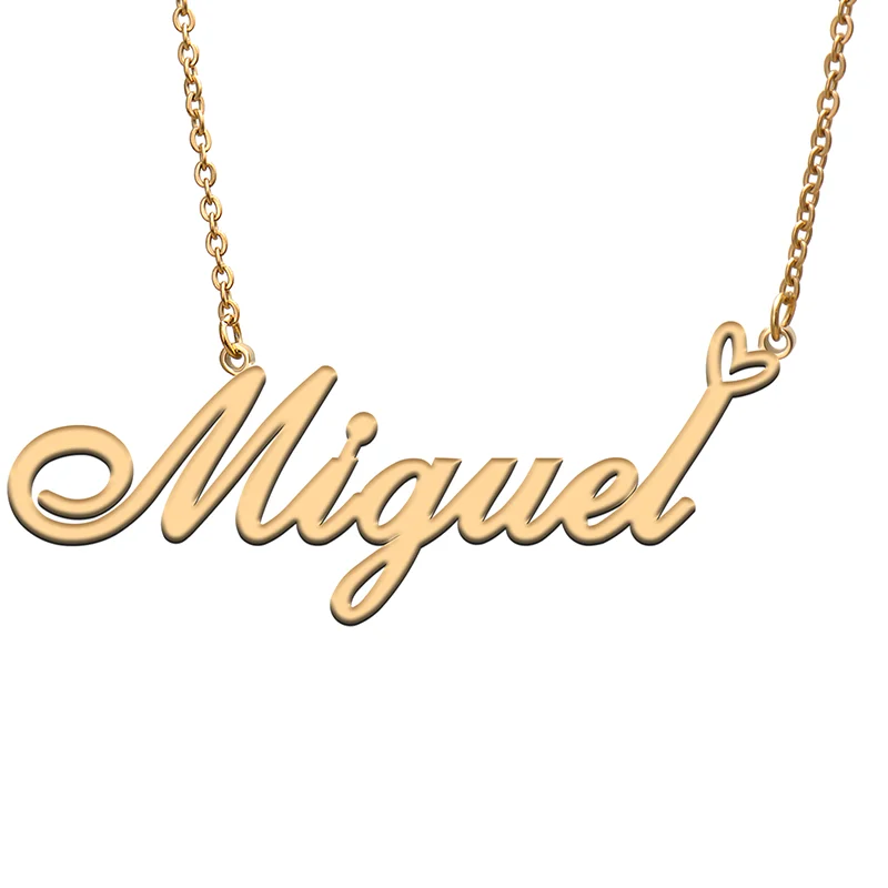 

Miguel Name Tag Necklace Personalized Pendant Jewelry Gifts for Mom Daughter Girl Friend Birthday Christmas Party Present
