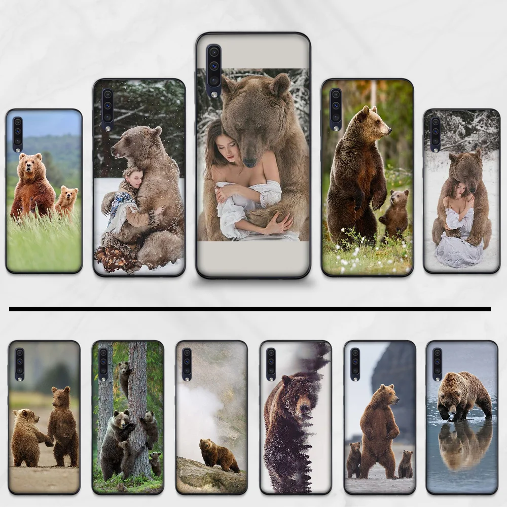 Медведь черный мягкий чехол для телефона из ТПУ Samsung Galaxy A 3 6 7 8 10 20 30 40 50 70 71 10S 20S 30S 50S