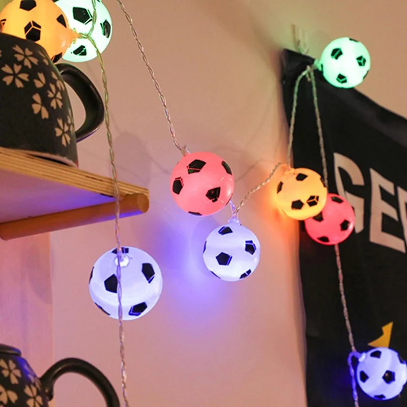Светодиодный светильник для игры в футбол, уличный светильник для патио, светильник с шариком, тайская гирлянда, цепь лампы Chanukah, мерцающий праздник, новинка для футбола - Испускаемый цвет: Multicolor