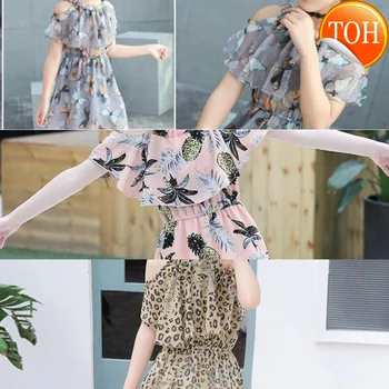 

Toddler Girls Dress Summer Chiffon Floral Kids Dresses for Girl Fashion Off-the-shoulder Teens Children Princess Clothes