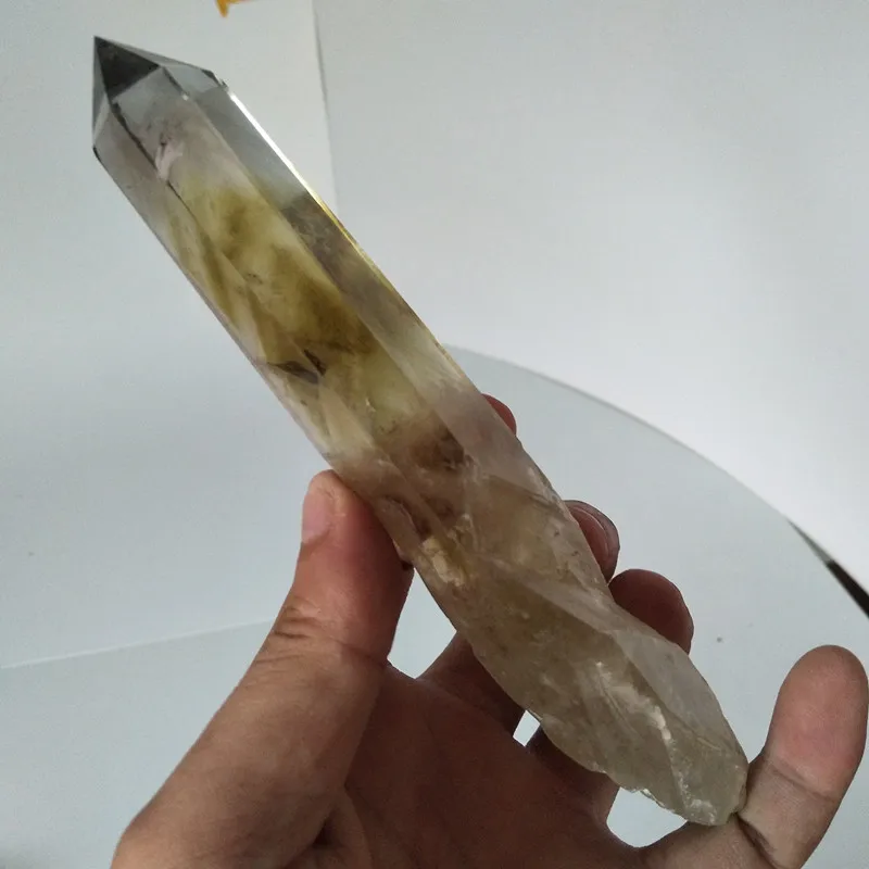 Натуральный камень цитриновый Кристалл кристаллические палочки точка энергия чакры камни и заживляющие кристаллы - Цвет: A22  180g  160mm