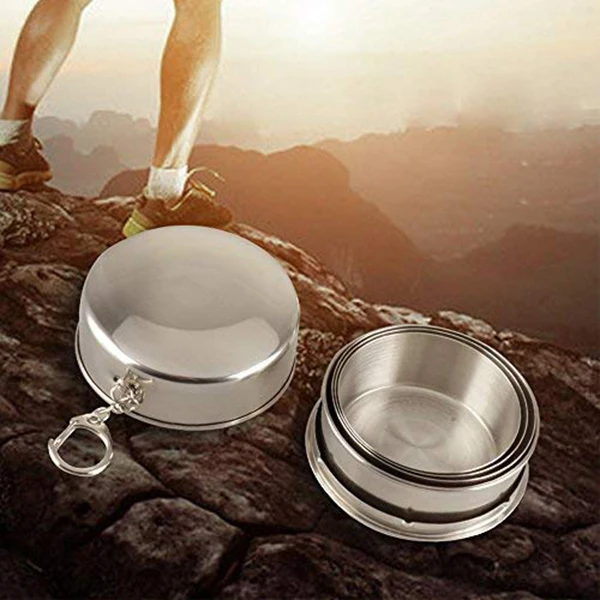 abuo 3pack collapsible cup, portable reusable stainless steel