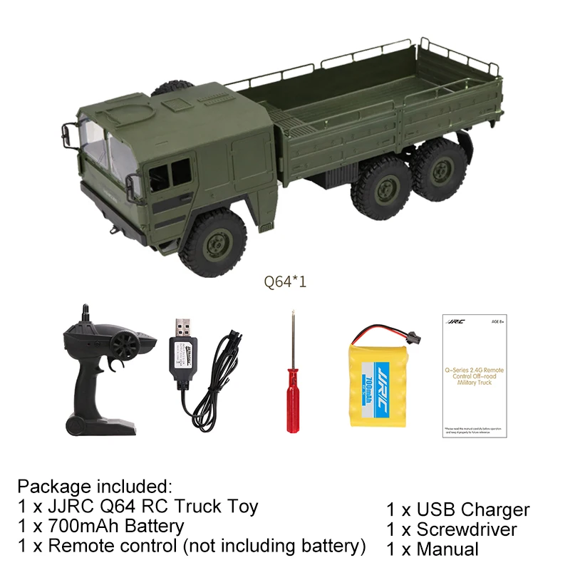 JJRC Q64 1:16 2,4G 6WD RC внедорожный машинный с дистанционным управлением привод гусеничный военный Радиоуправляемый грузовик электрическая игрушка подарок для детей