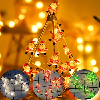 

Santa Claus Snowflake Wapiti Christmas Tree LED Lights String Battery Powered Lighting For Wedding Home Holiday Party Decoration