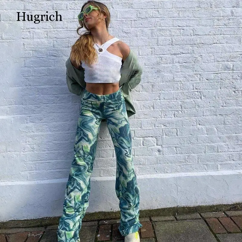 

Casual High Waisted Stacked Pants Ruched Printed Hip Hop Long Trousers Fashion Streetwear Sweatpants Summer Y2K 90S
