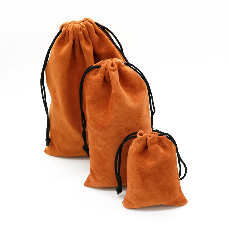 

10pcs/lot Light Coffee Velvet Bags 7x9 9x15 15x20cm Bracelet Jewelry Packaging Bags Christmas Wedding Decoration Candy Gift Bag