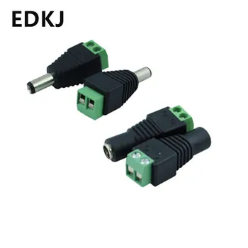 

5pcs 5.5mm x 2.1mm Female Male DC Power Plug Adapter Single Color LED Strip Welding free power connector for surveillance camera