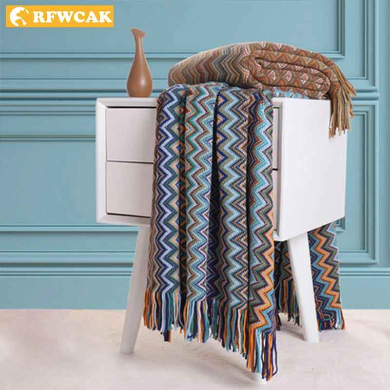Nordic folk style handmade tassel office super soft breathable portable decoration bohemian home bed end towel sofa blanket | Дом и сад