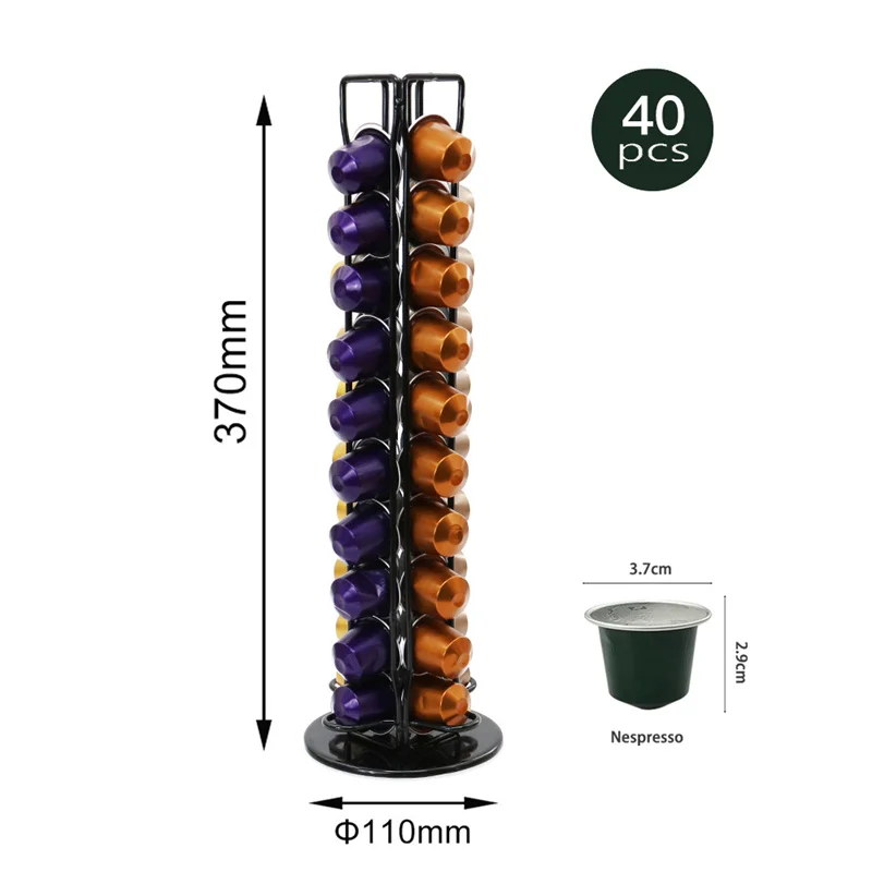 Porte-capsule nespresso rotatif 40 pièces -doré