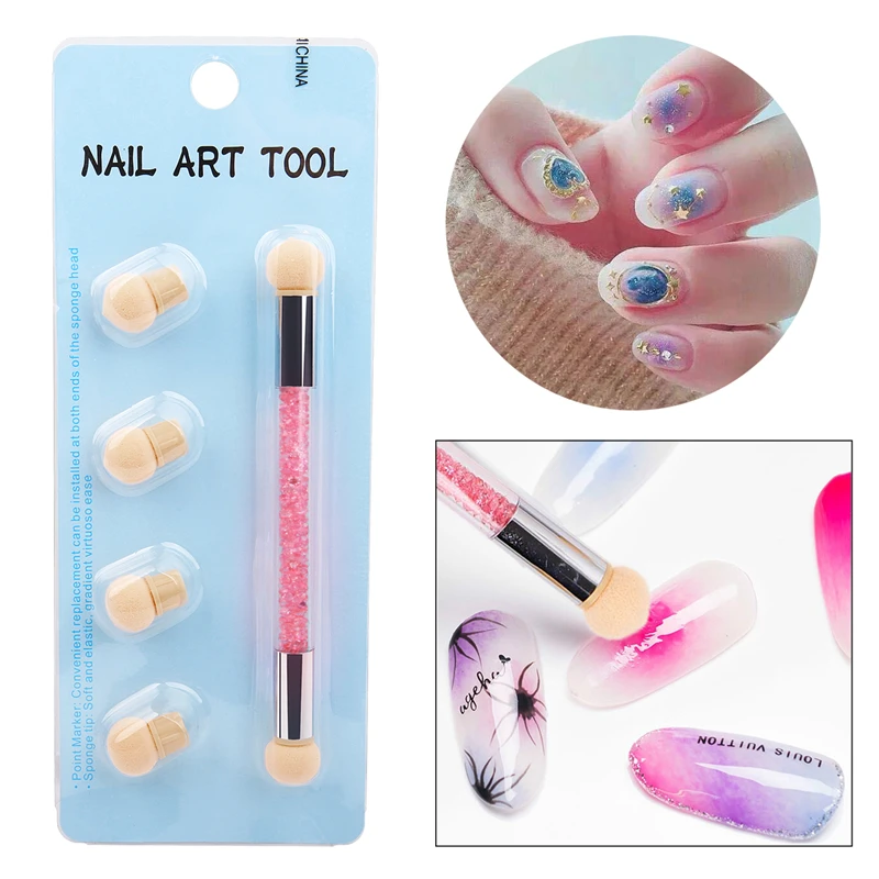 

1 Set Double Head Dotting Sponge Blooming Nail Pen Acrylic UV Gel Nail Polish Drawing Color Gradient Nail Art Pen Manicure Tools