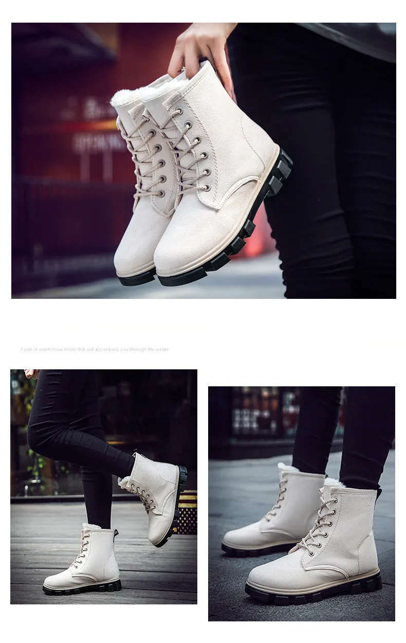 Новые зимние ботинки теплые ботинки martin на плоской подошве зимняя женская хлопковая обувь больших размеров женская обувь