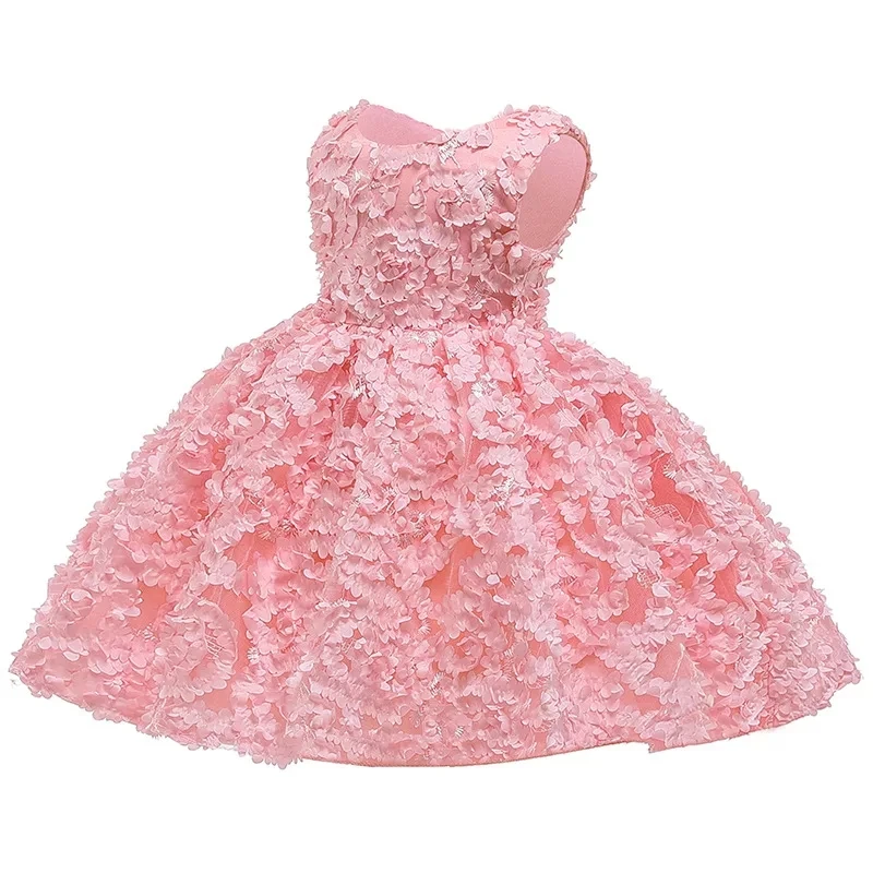 Кружевное фатиновое платье для вечеринки, одежда для девочек Детская летняя одежда Платья принцессы для дня рождения, для детей от 6 до 24 месяцев, 1 год, snewborn - Цвет: as picture