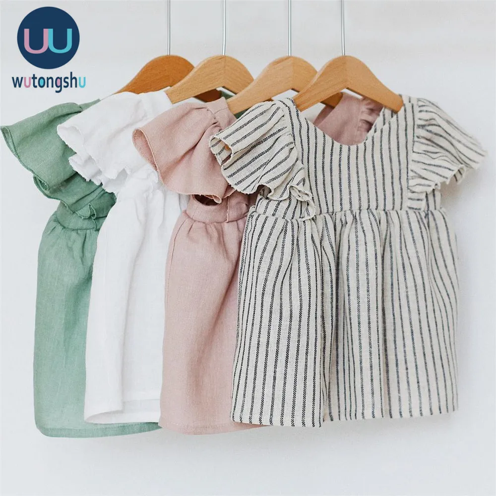 Льняные детские платья летняя одежда для девочек платье принцессы на 1 й День