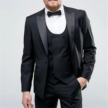 

New Classic Men’s Suit Smolking Noivo Terno Slim Fit Easculino Evening Suits For Men Black Business Peaked Lapel One Button Wedd