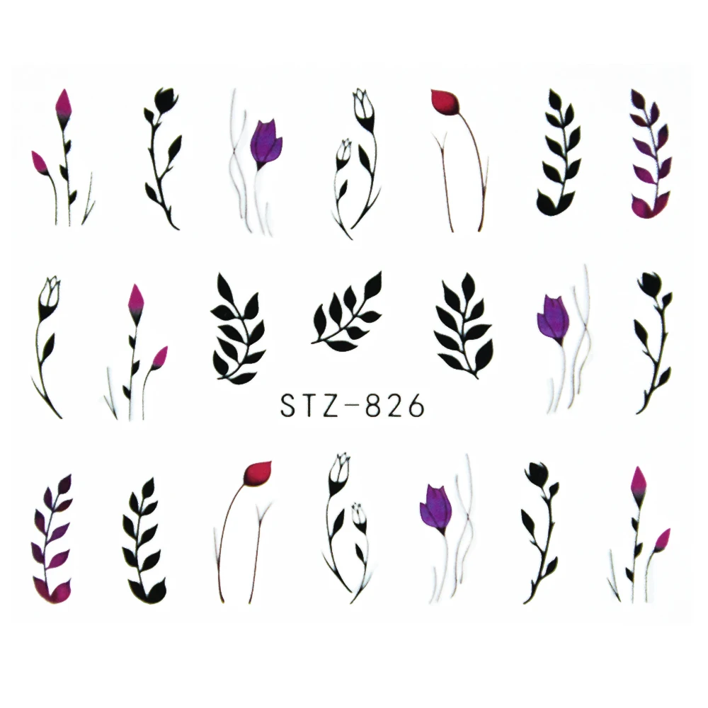 Nail Stickers Sliders For Nails For Manicure Decor Nails Set Nail Design Sliders Flower Leaf Tree Green Nail Art Watermark Decal