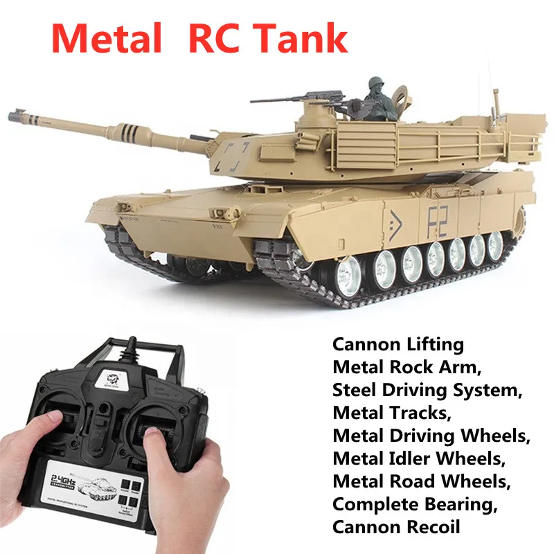 

Fully Proportinoal 1:16 Metal RC Tank With Smoking Shooting Bullet Launch BBs Metal Rock Arm,Cannon Recoil Metal Ldler Wheels