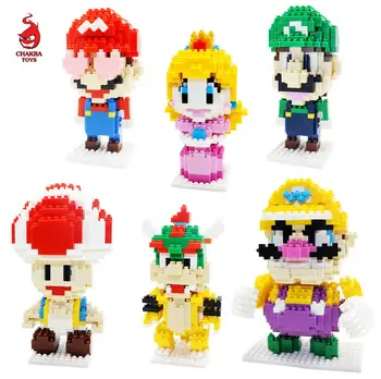 

New Mini Super Marioed Bros Figure Building Block Luigi Peach Toad Bowser Classic Game Mirco Bricks Model Toys Gift for Children