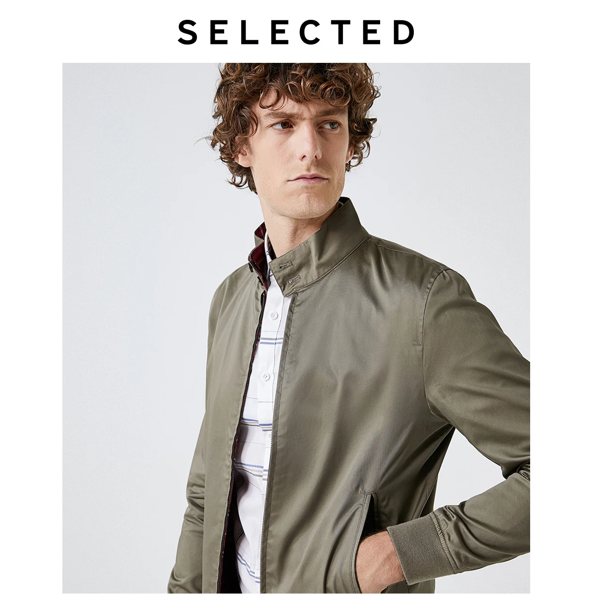 Избранное мужское хлопковое пальто осень контрастная клетчатая куртка Верхняя одежда S | 4193OM513 - Цвет: GREIGE