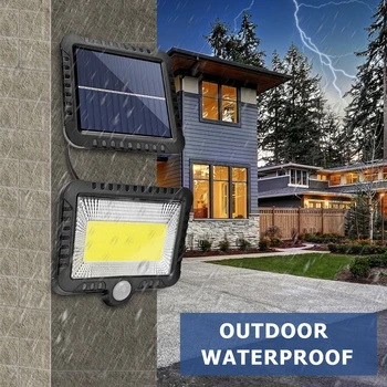 

120LED COB Street Lights Motion Sensor Night Lighting Solar Waterproof IP65 Lamp for Path Outdoor Garden Wall Ornament