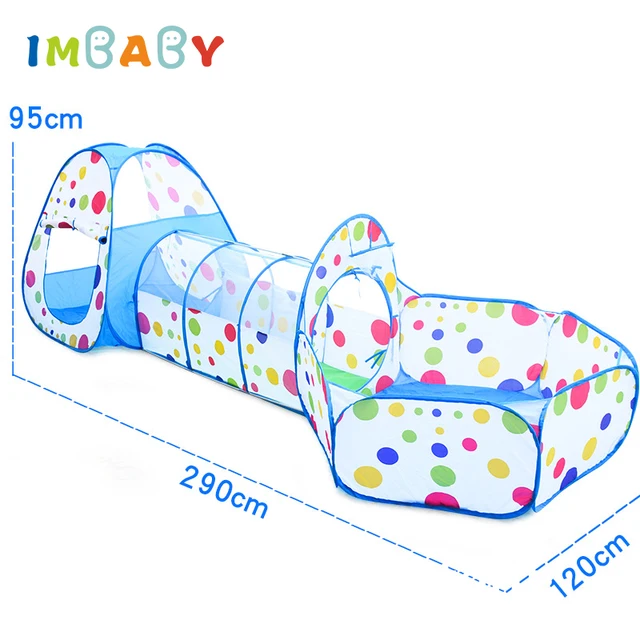 IMBABY Foldable 3 In 1 Playpen For Children Portable Kid Tipi Tent Crawling Tunnel Baby Dry Ocean Ball Fence Play Pool Connected 6
