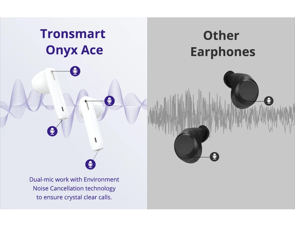 Tronsmart Onyx Ace TWS Bluetooth Earphone aptX Wireless Earbuds Qualcomm Chip Noise Cancellation with 4 Microphones 24H Playtime (16)