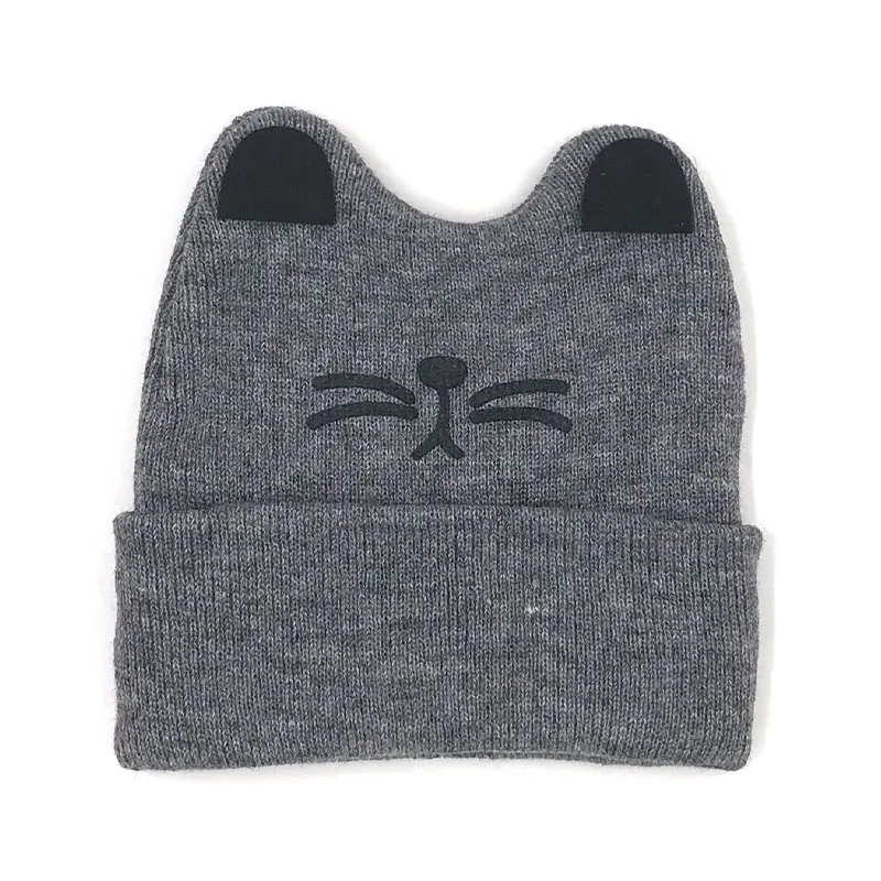 

New Baby Kids Cute Hats Girls Boys Spring Autumn Winter Cartoon Cat Ear Knitted Cotton Beanie Cap Newborn Baby Soft Warm Caps