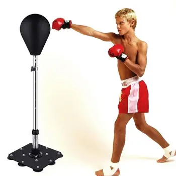 

Boxing Punching Bags Iron Plate Suction Cup Bottom High-density PU Solid Ball Adjust 110-130CM Spring Standing Boxing Speed Ball