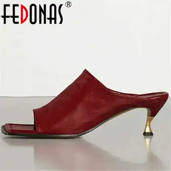

FEDONAS Sexy Slingbacks Shallow Women Shoes Genuine Leather Sandals For Girls Classic Design Fashion Party Newest Shoes Woman